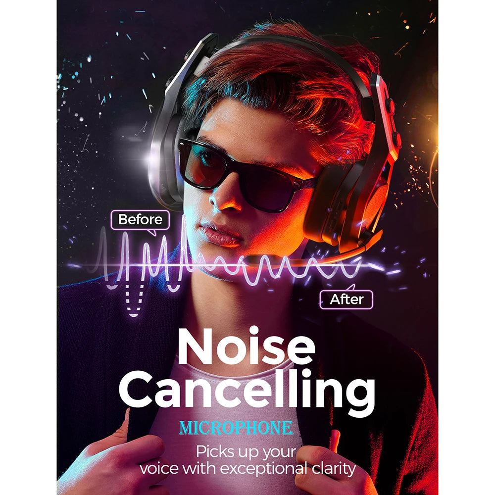 Iron Pro Wireless Gaming Headset – USB/3.5mm with Noise-Canceling Mic & 3D Surround Sound