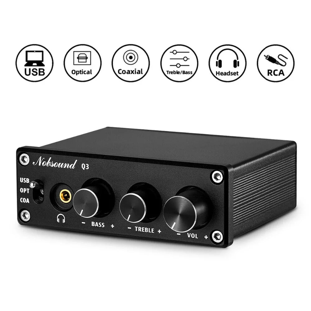 HiFi Q3 USB DAC Mini Digital-to-Analog Converter with Treble & Bass Control