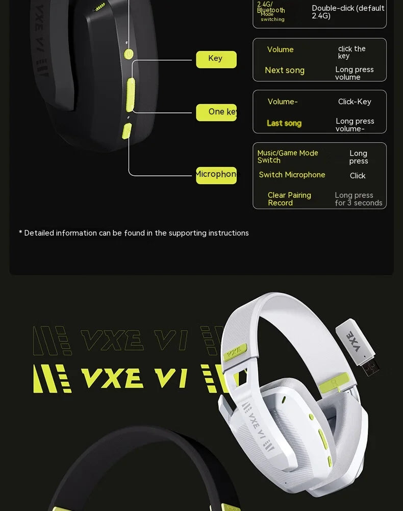 Siren Wireless Gaming Headset - Low Latency, Bluetooth 5.3 & 2.4G, FPS Optimized, Lightweight