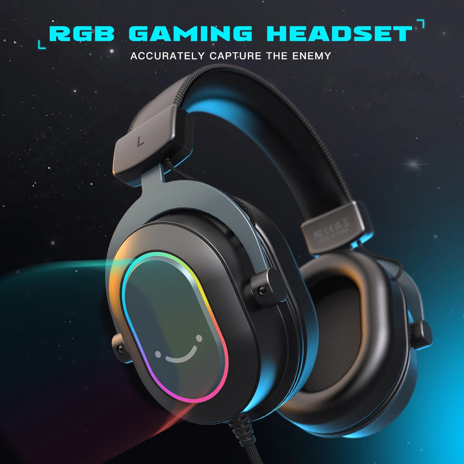 Vortex RGB Gaming Headset with Mic - Over-Ear 7.1 Surround Sound Headphones for PC, PS4, PS5 & Xbox