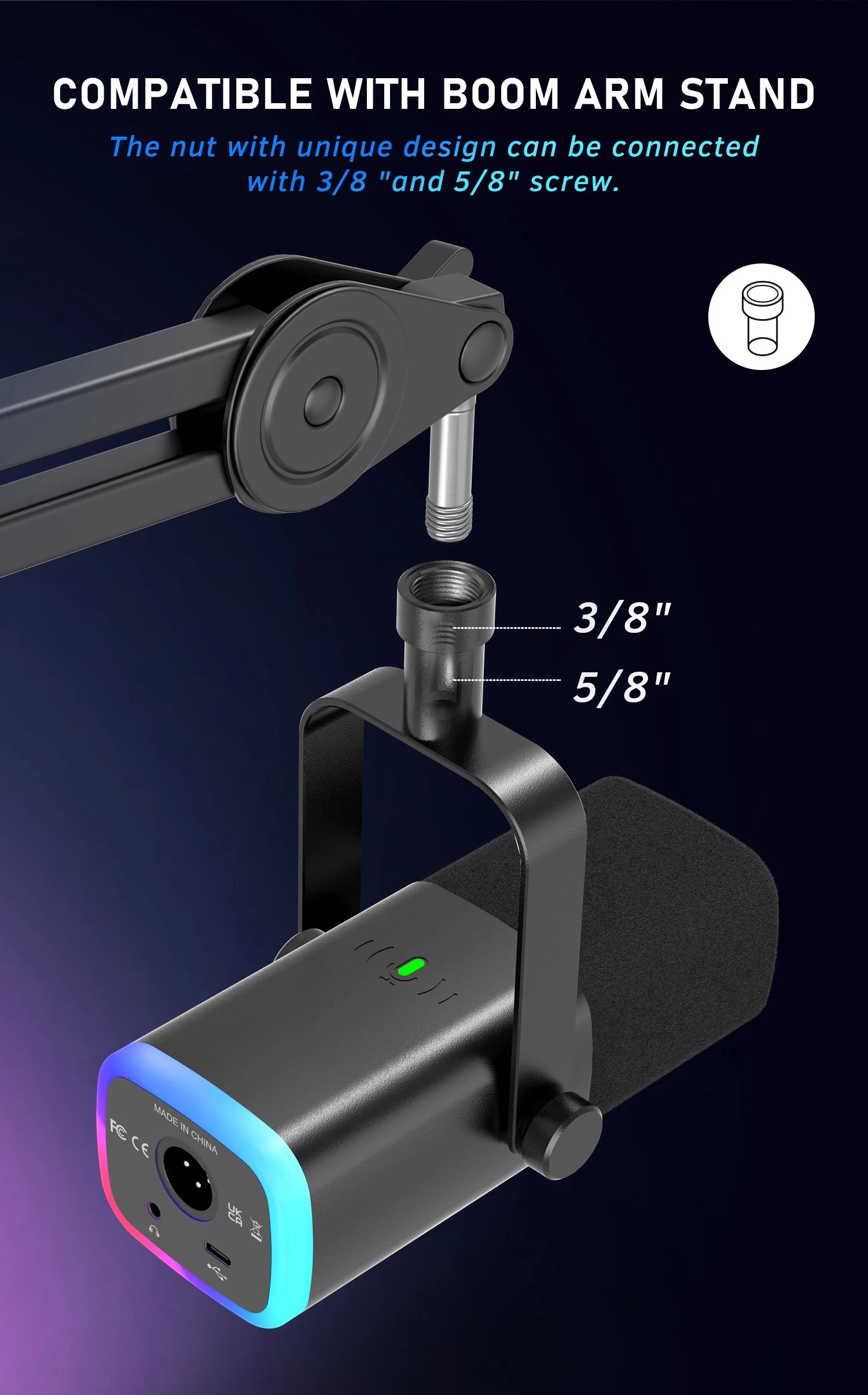 FIFINE USB/XLR Dynamic Microphone - Touch Mute, Headphone Jack, I/O Controls
