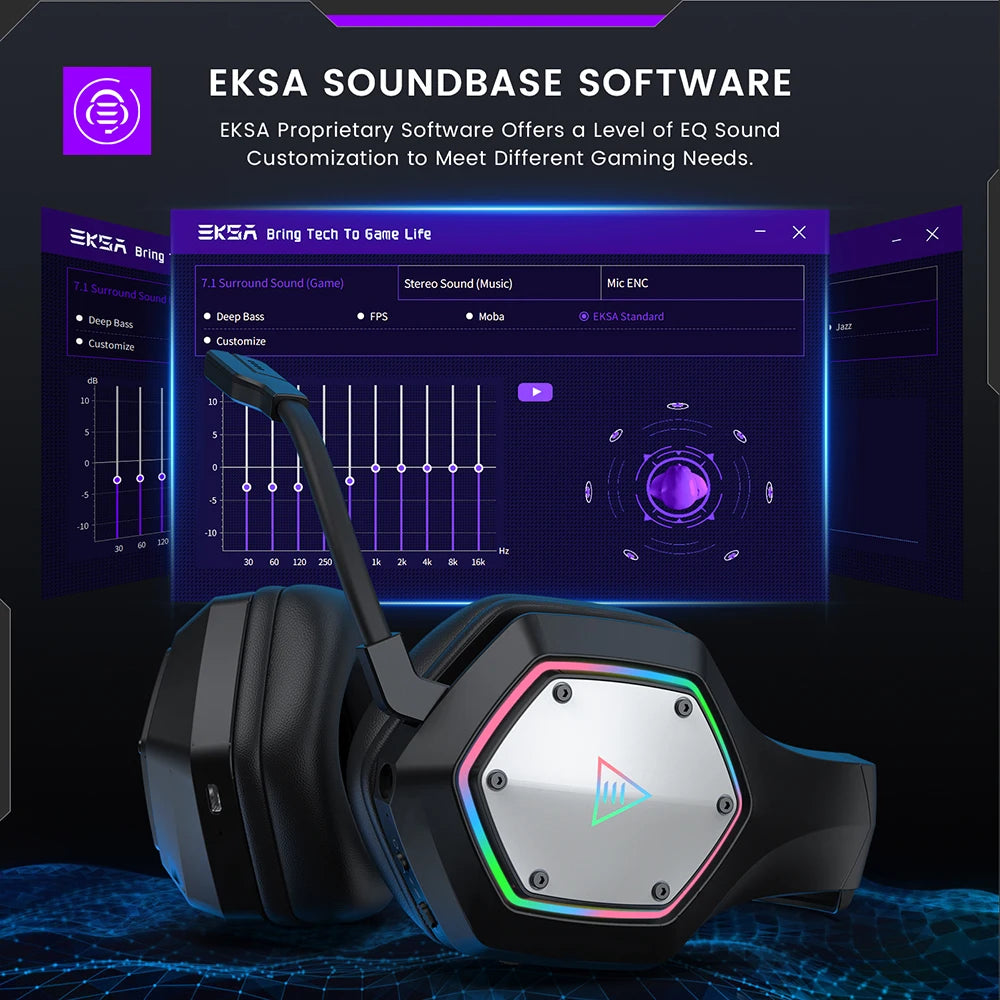EKSA E1000 WT – Ultra-Low Latency Wireless Gaming Headset with 7.1 Surround Sound