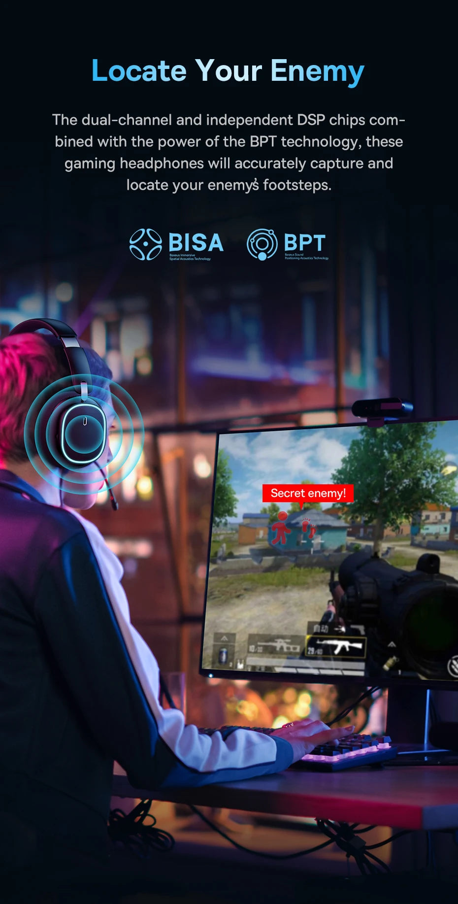 Baseus Gaming Headphones - Dual-Mode Wireless 40mm Driver, 40H Playback with ChatMix