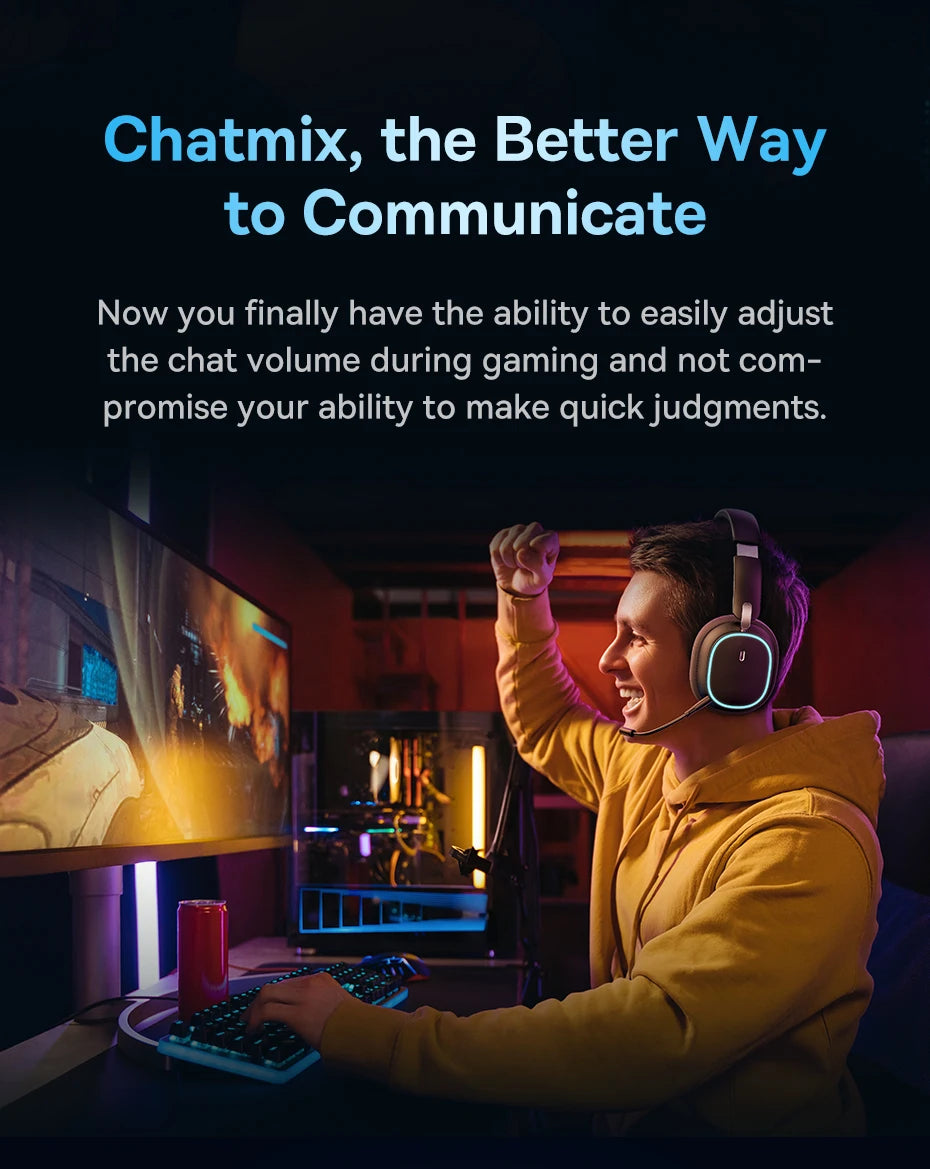 Baseus Gaming Headphones - Dual-Mode Wireless 40mm Driver, 40H Playback with ChatMix
