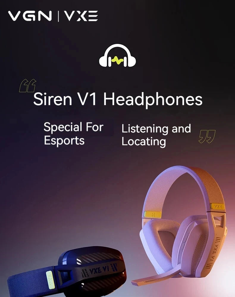 Siren Wireless Gaming Headset - Low Latency, Bluetooth 5.3 & 2.4G, FPS Optimized, Lightweight