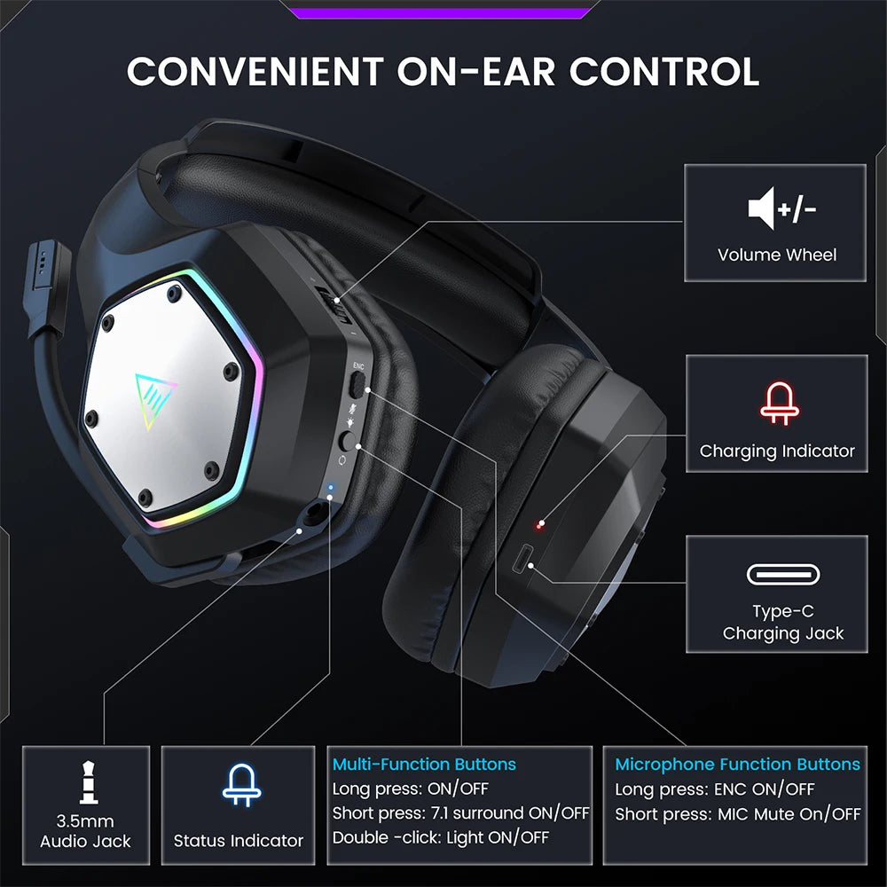 EKSA E1000 WT – Ultra-Low Latency Wireless Gaming Headset with 7.1 Surround Sound