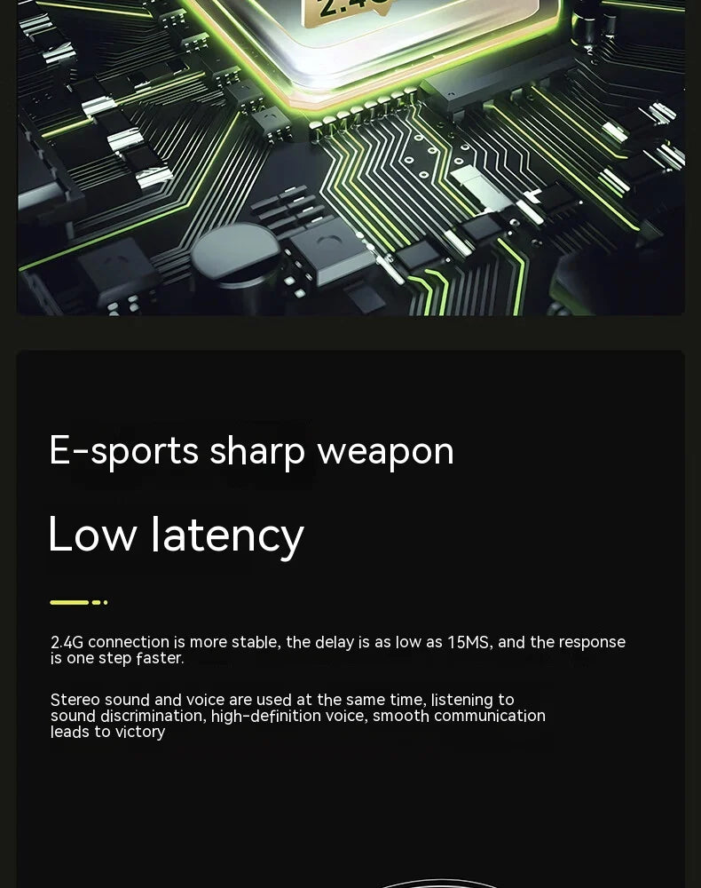 Siren Wireless Gaming Headset - Low Latency, Bluetooth 5.3 & 2.4G, FPS Optimized, Lightweight