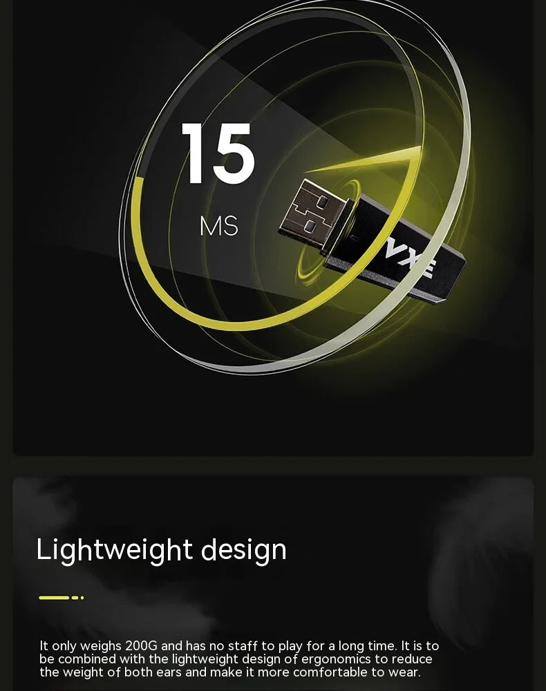 Siren Wireless Gaming Headset - Low Latency, Bluetooth 5.3 & 2.4G, FPS Optimized, Lightweight