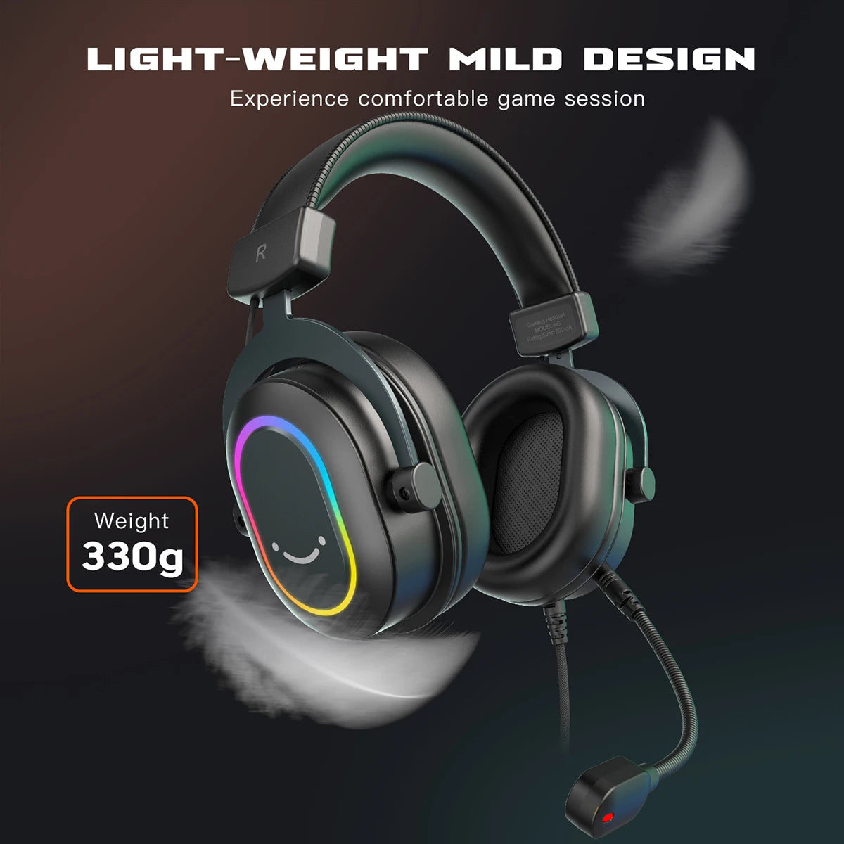 Vortex RGB Gaming Headset with Mic - Over-Ear 7.1 Surround Sound Headphones for PC, PS4, PS5 & Xbox