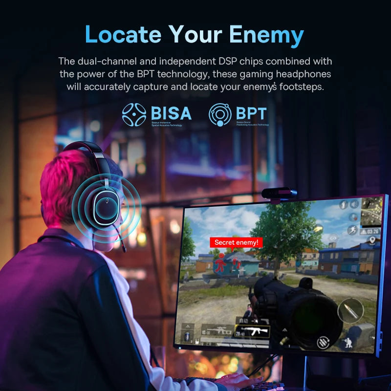 Baseus Gaming Headphones - Dual-Mode Wireless 40mm Driver, 40H Playback with ChatMix