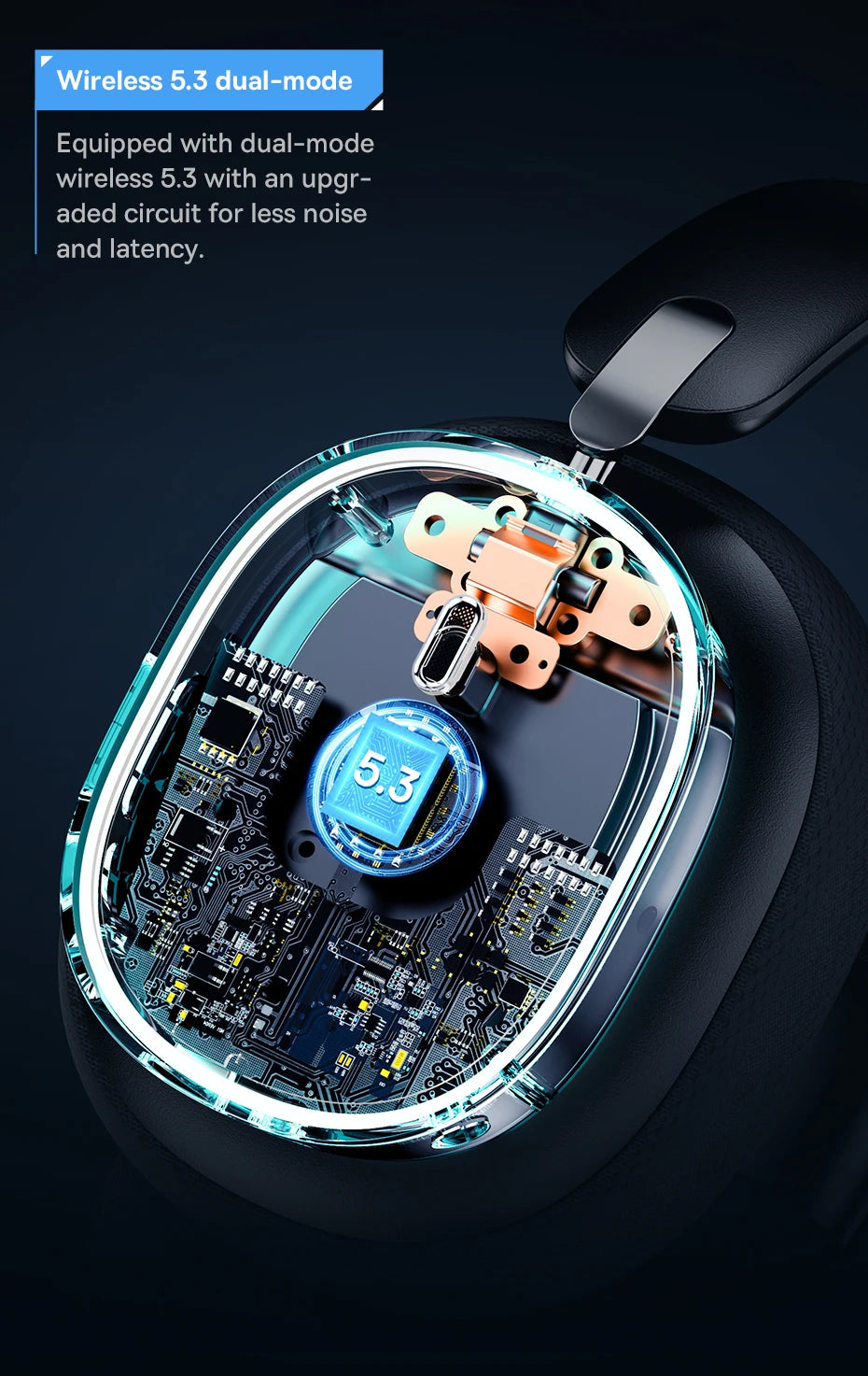 Baseus Gaming Headphones - Dual-Mode Wireless 40mm Driver, 40H Playback with ChatMix