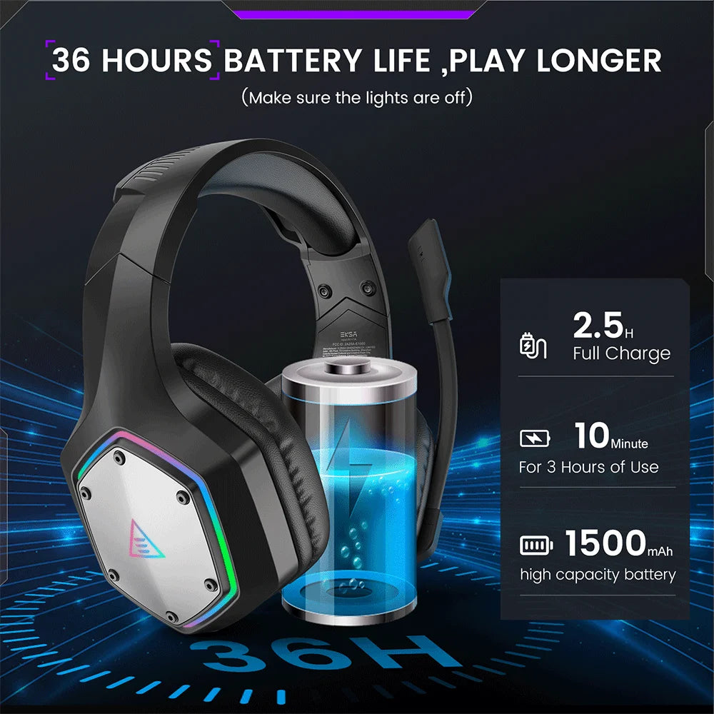 EKSA E1000 WT – Ultra-Low Latency Wireless Gaming Headset with 7.1 Surround Sound