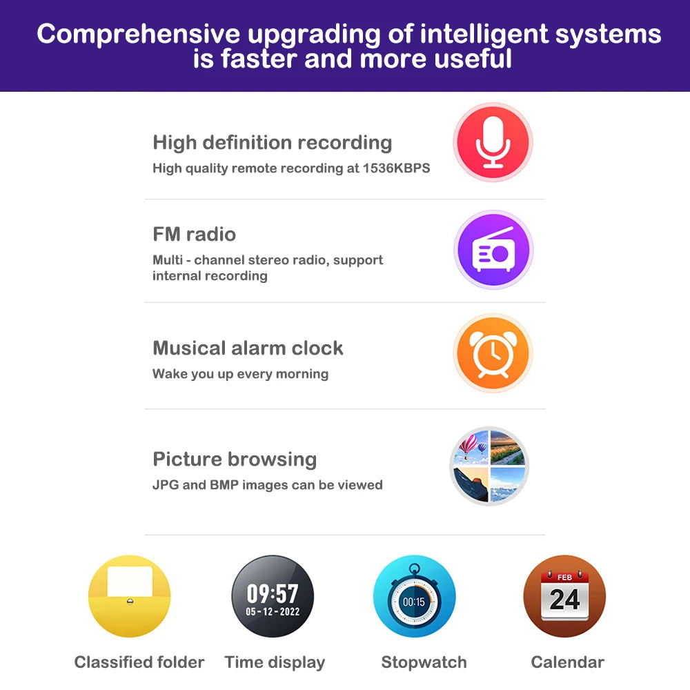 2.4 Inch Full-Screen MP3 Player - Ultra-Thin Bluetooth 5.2 Hi-Fi Music & Video Player