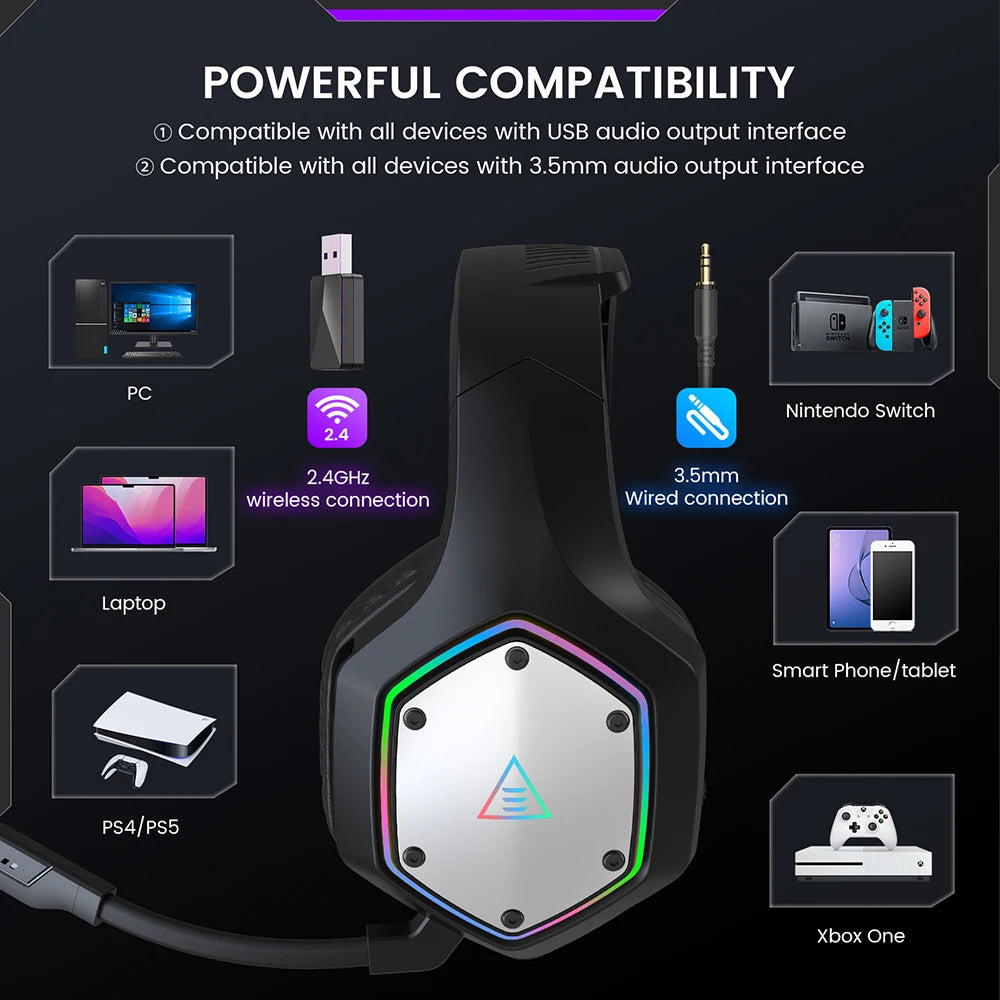 EKSA E1000 WT – Ultra-Low Latency Wireless Gaming Headset with 7.1 Surround Sound