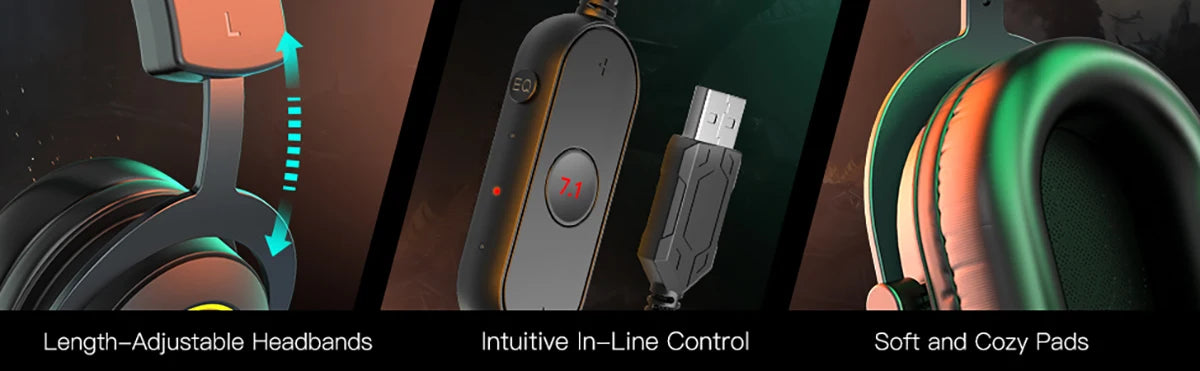 Vortex RGB Gaming Headset with Mic - Over-Ear 7.1 Surround Sound Headphones for PC, PS4, PS5 & Xbox