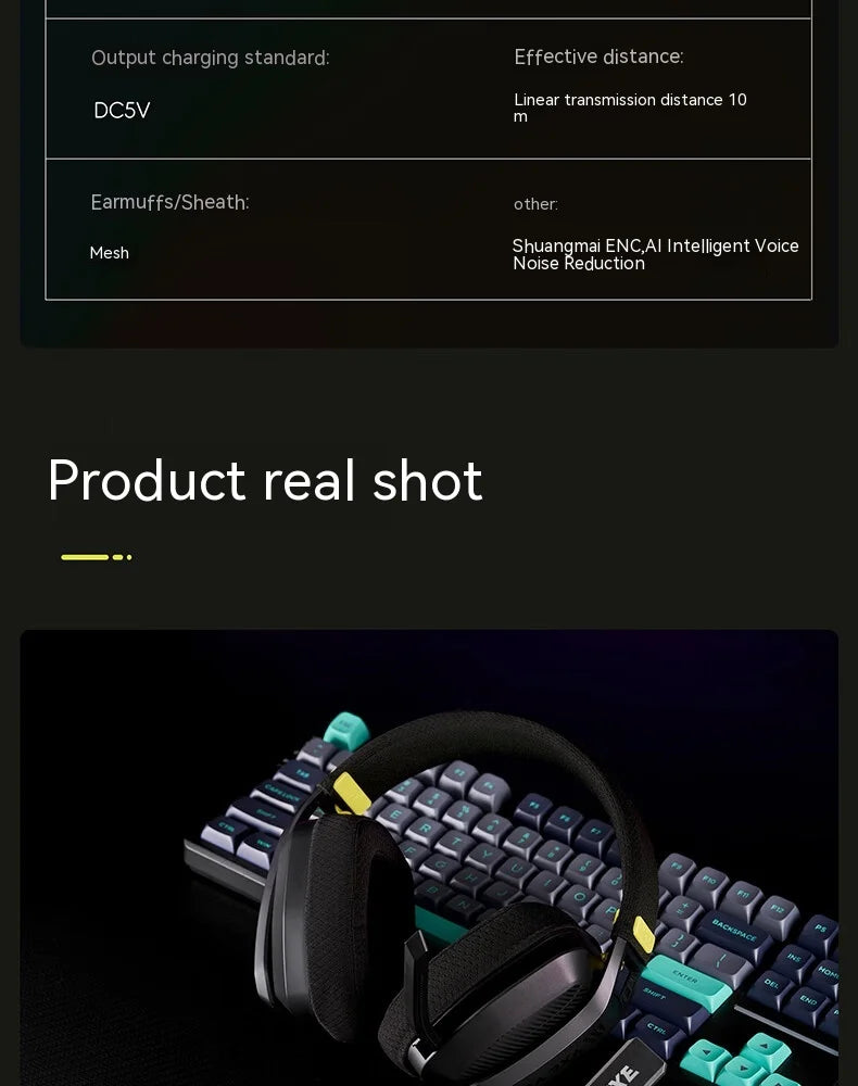 Siren Wireless Gaming Headset - Low Latency, Bluetooth 5.3 & 2.4G, FPS Optimized, Lightweight